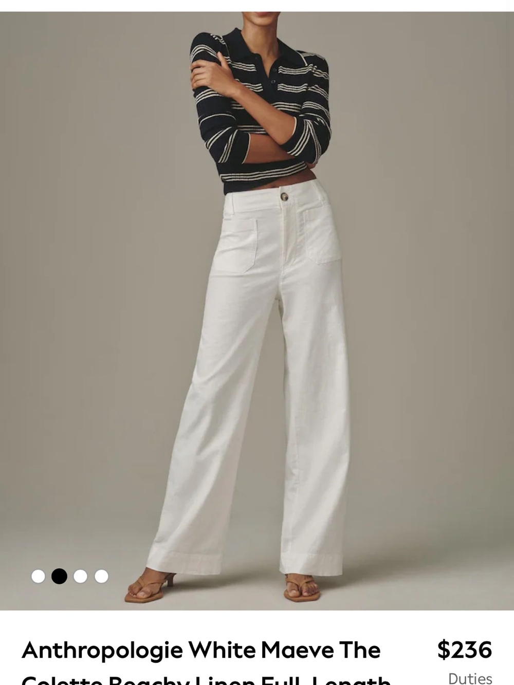 Anthropologie White Wide-Leg Linen Trousers; Worn once—don’t fit.
